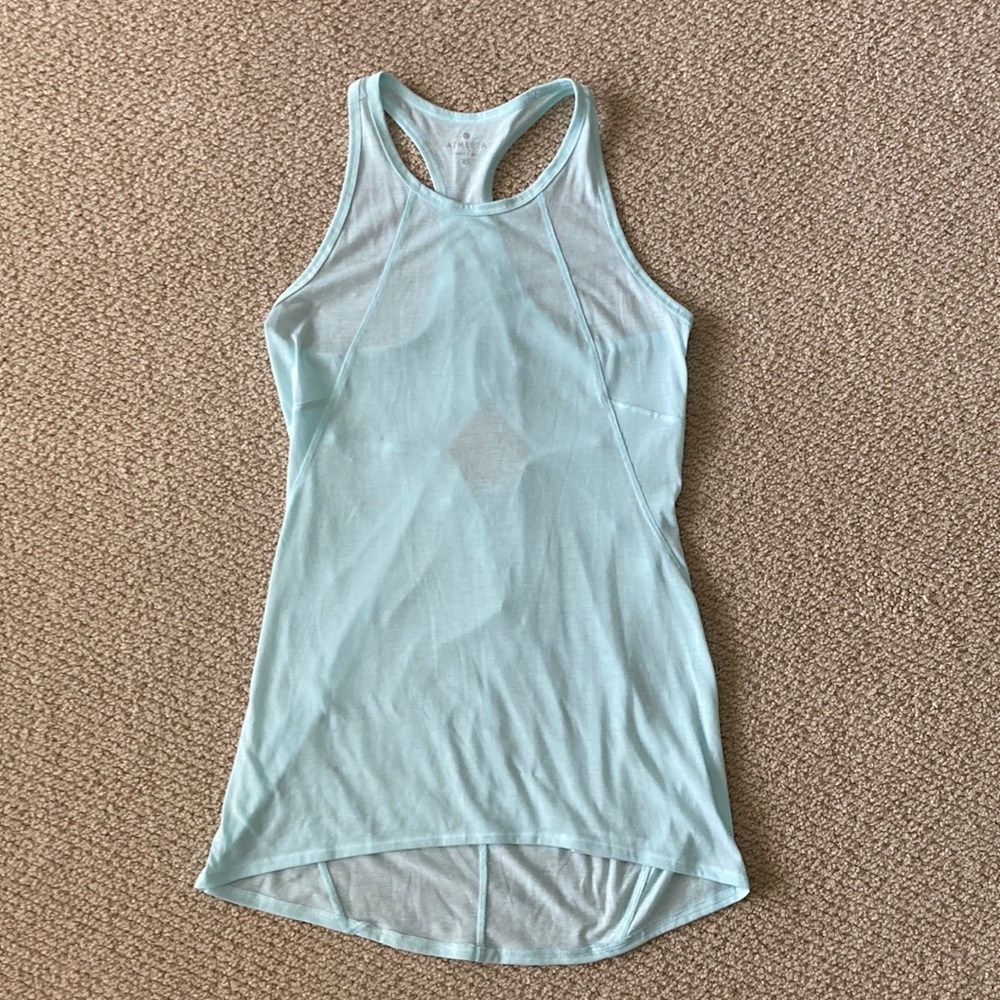 ATHLETA Pale Blue Vented Athletic Tank Size XS Cutouts Lightweight Soft Like New